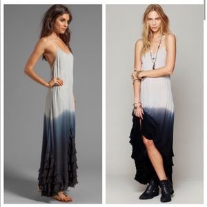 Free People Blue Ombre Hazy Maxi Dress Gray Ruffle
